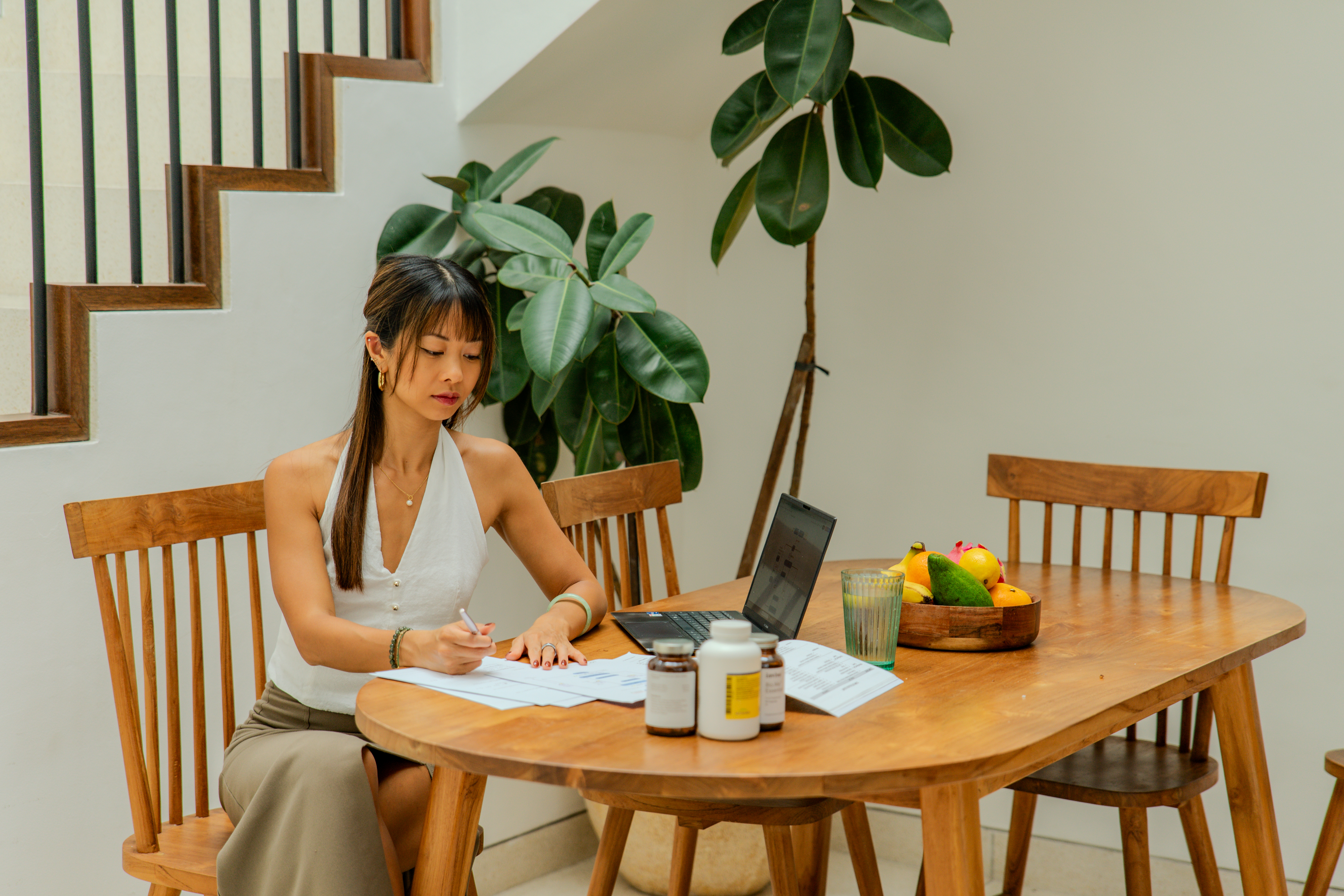 Laura reviewing client results